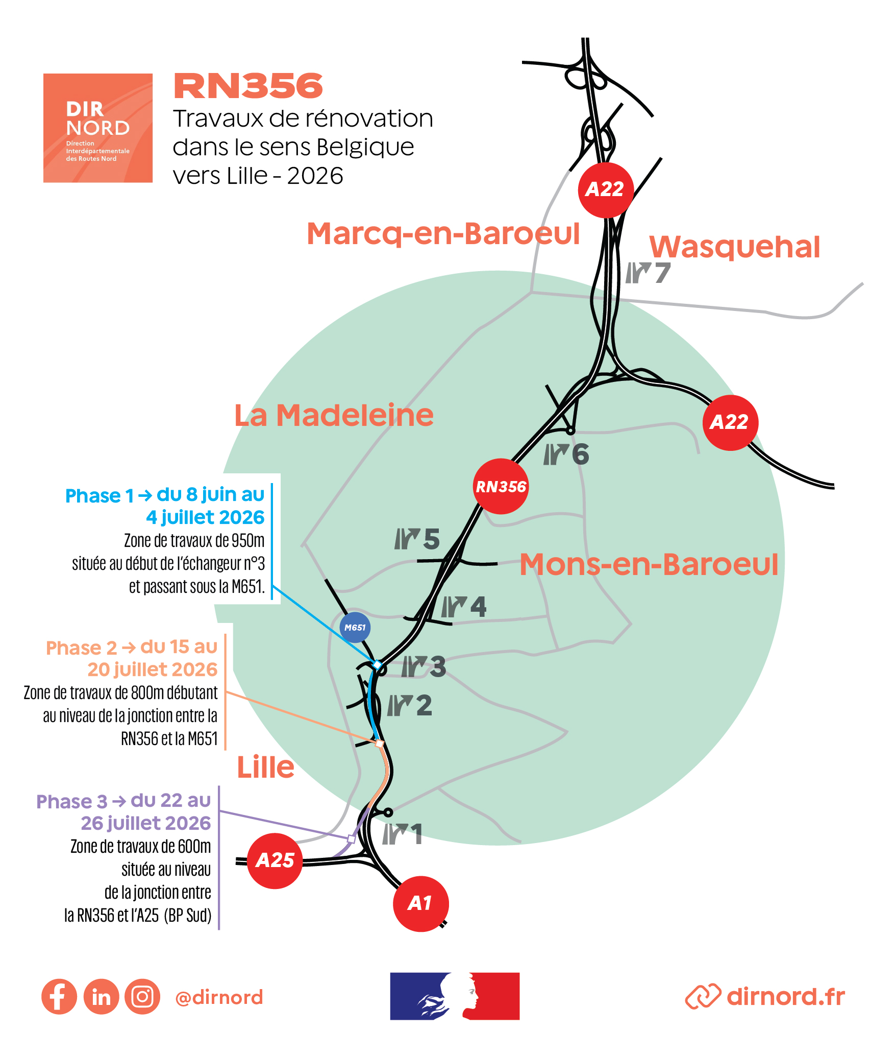 Carte situation des travaux - voir la transcription ci-dessous