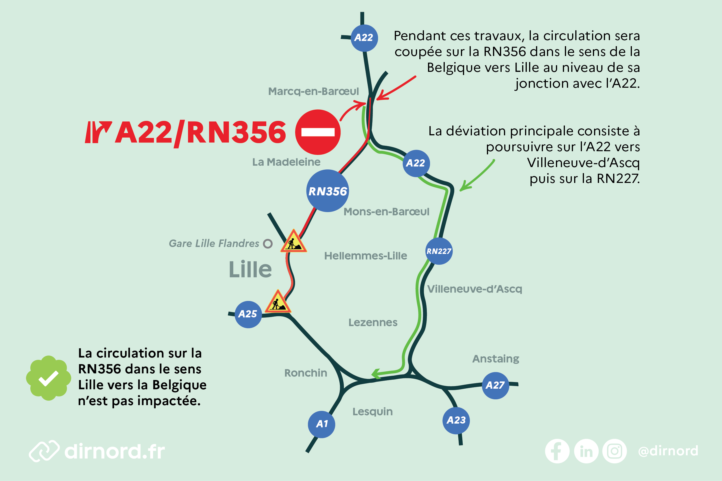 Carte fermeture et déviation principale - voir la transcription ci-dessous